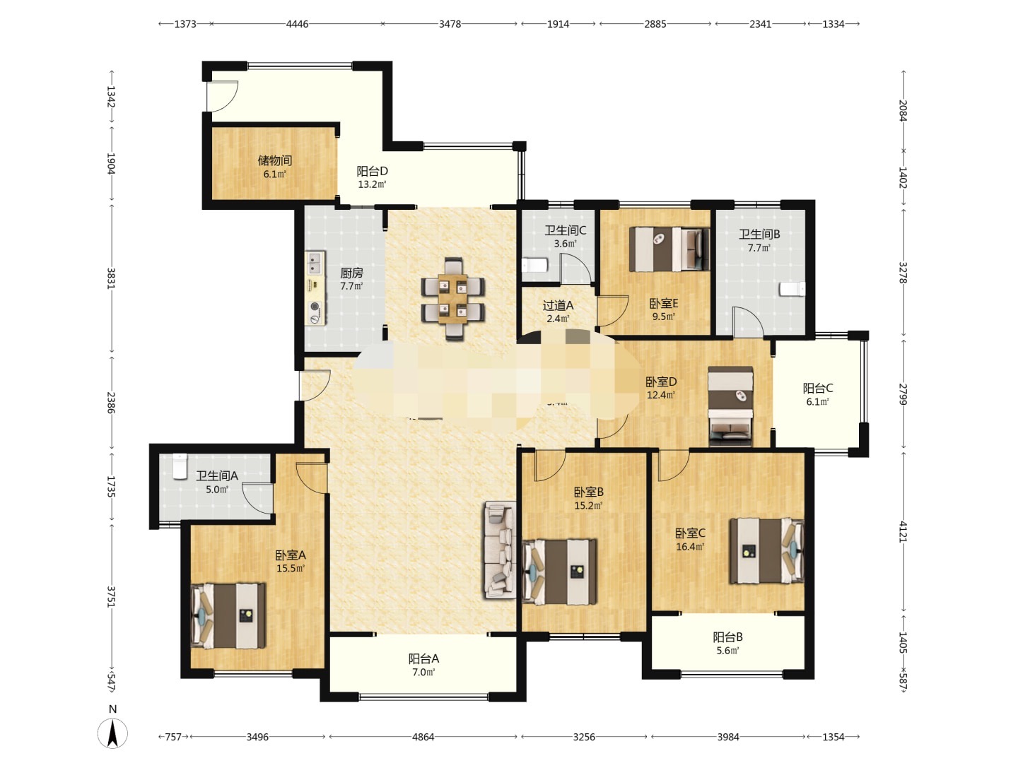 中泰财富湘江 5室2厅2卫 158.0万 中泰财富湘江 5室2厅2卫 158.0万室内图