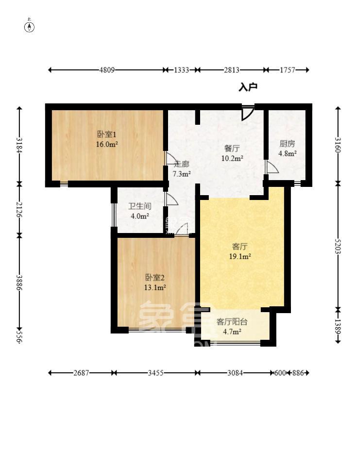 长城水郡  2室2厅1卫    1800.0元/月室内图1