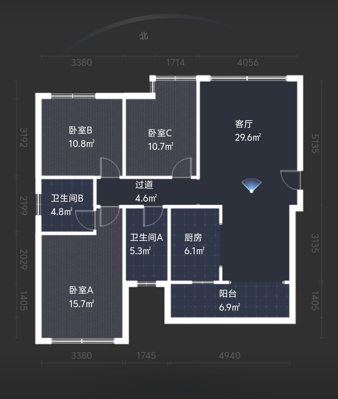和顺天河广场（型格广场）  3室2厅2卫    54.0万室内图1