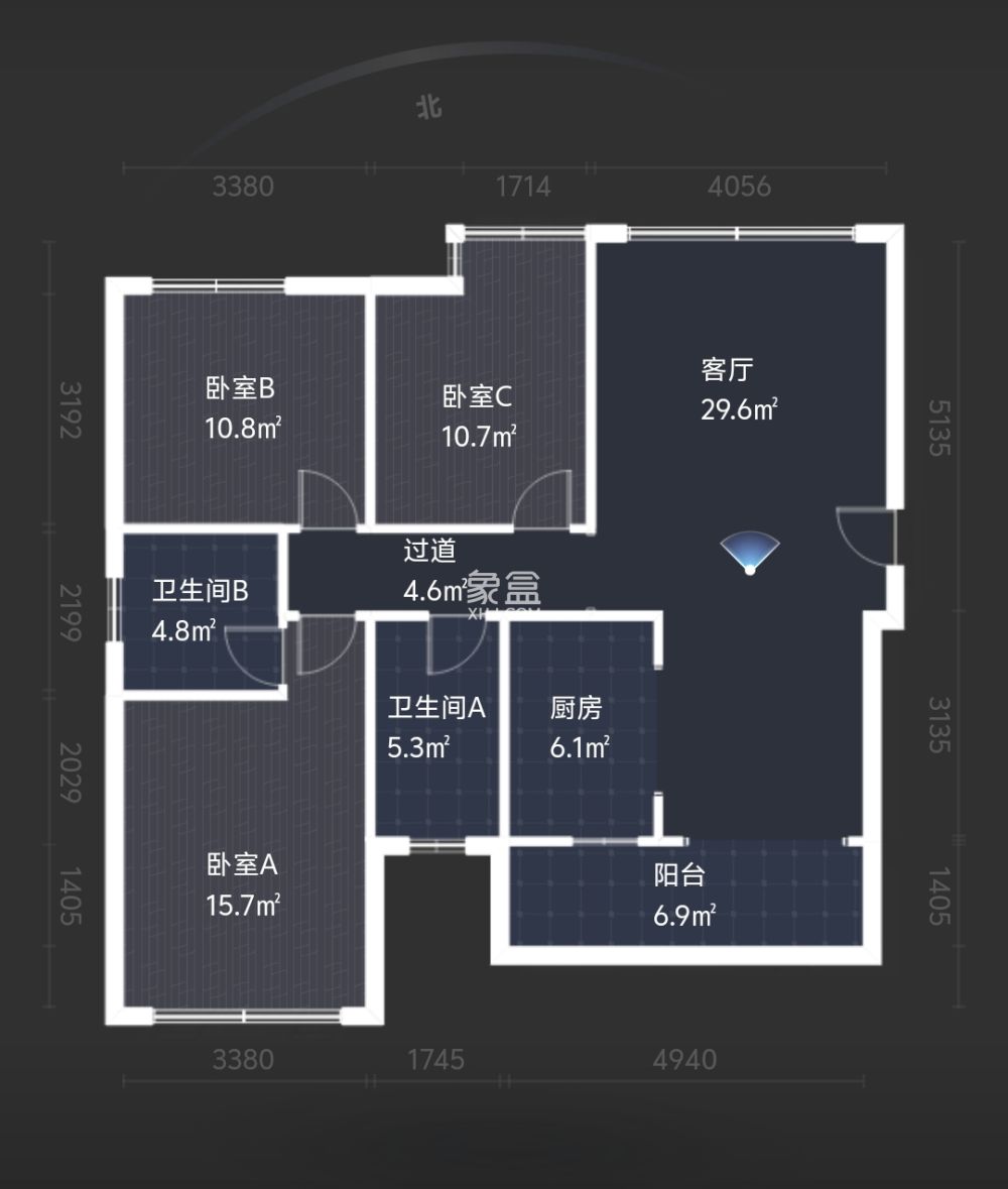 和顺天河广场（型格广场）  3室2厅2卫    54.0万
