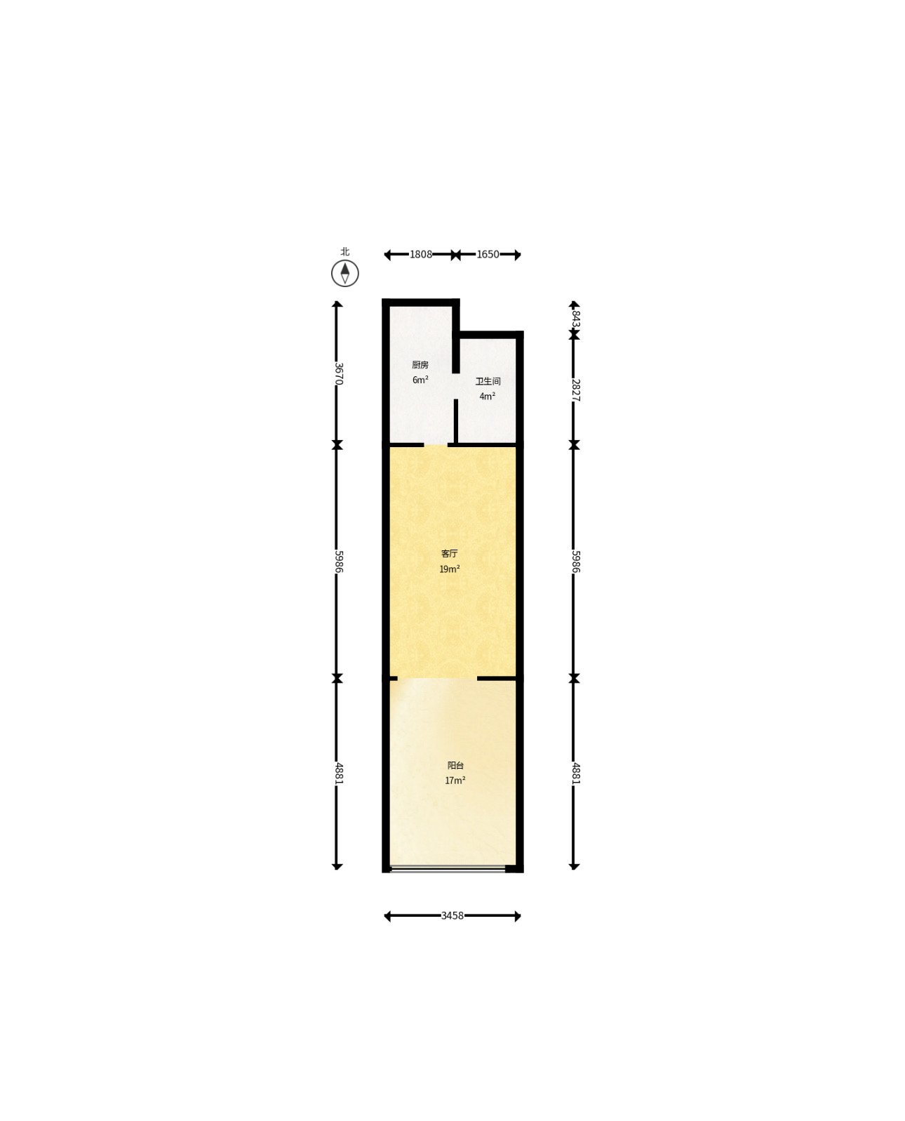 新城悦隽公园  2室1厅1卫    1700.0元/月户型图