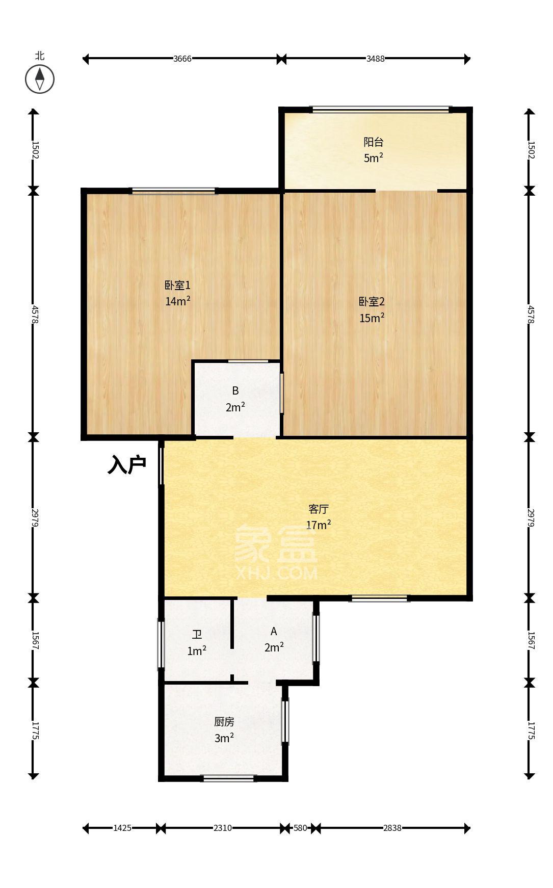 桂花二村 2室1厅1卫 1200.0元/月 桂花二村 2室1厅1卫 1200.0元/月室内图
