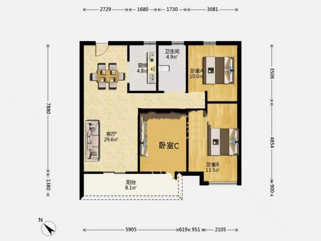 香江悦府 3室1厅1卫 39.8万 香江悦府 3室1厅1卫 39.8万室内图
