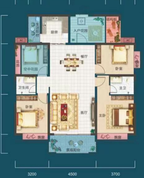 悦江山  3室2厅2卫    70.0万户型图