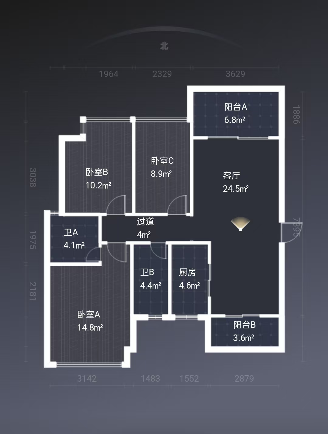 星华海岸城二期  3室2厅2卫    174.0万户型图