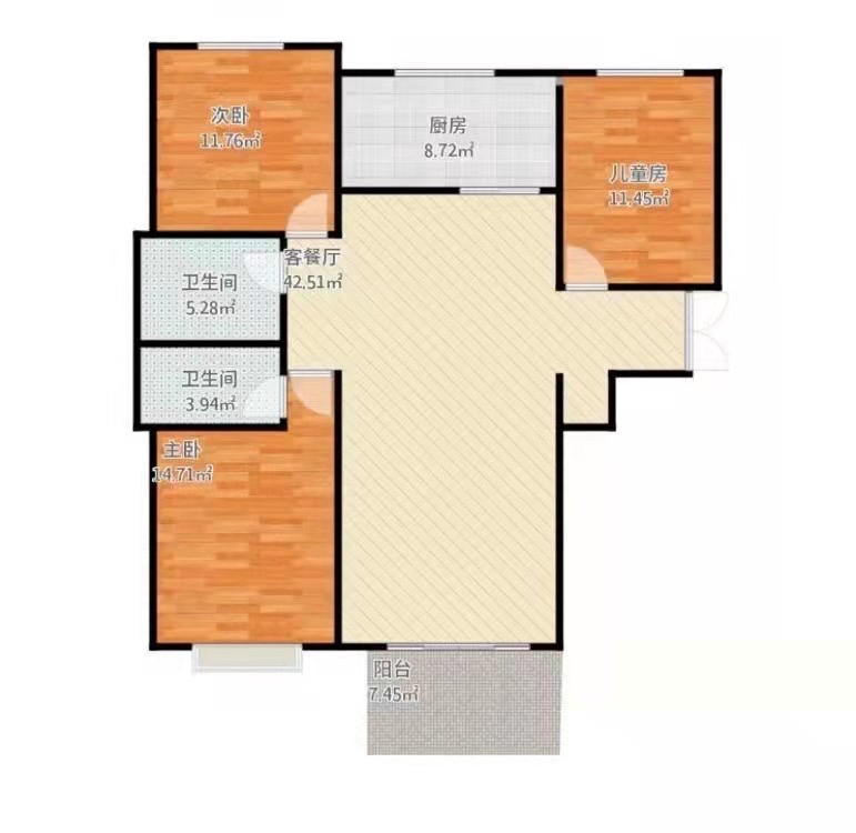 学府花园（文苑瑞景）  3室2厅1卫    48.8万户型图