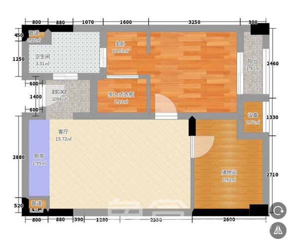 长房凤凰佳园 1室1厅1卫 1300.0元/月 长房凤凰佳园 1室1厅1卫 1300.0元/月户型图