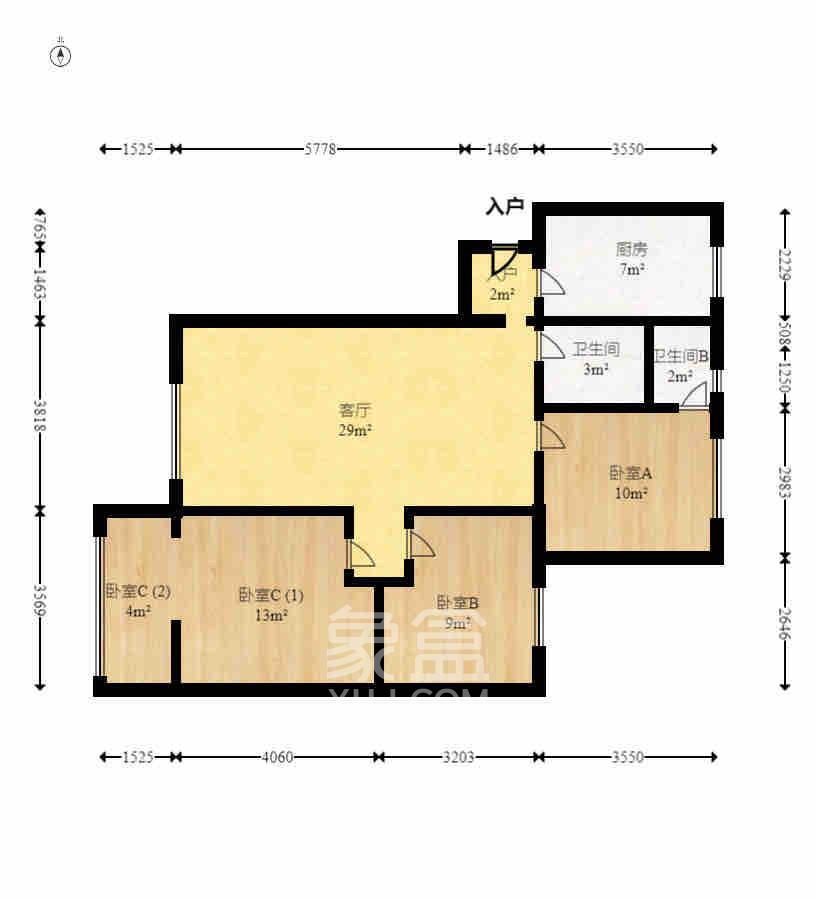 高盛华成  3室2厅2卫    2400.0元/月室内图