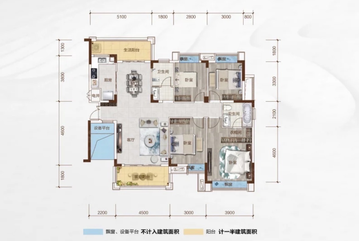 梓山湖领御  2室2厅1卫    1500.0元/月户型图