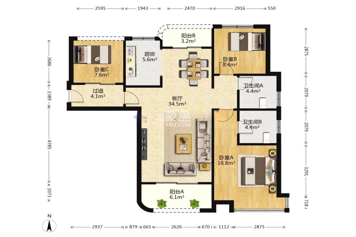 五矿万境水岸二期(五矿万境水岸和苑)  3室2厅2卫    3280.0元/月 五矿万境水岸二期(五矿万境水岸和苑)  3室2厅2卫    3280.0元/月户型图