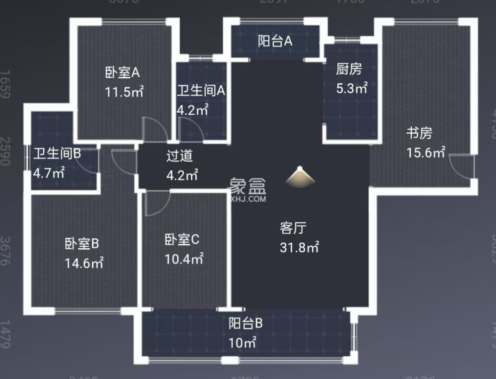 中泰财富湘江  4室2厅2卫    108.0万