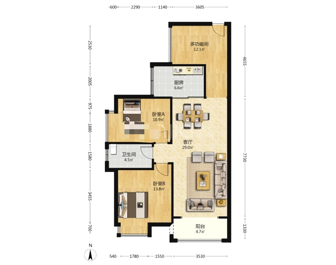 武广国际学苑 3室2厅1卫 60.8万 武广国际学苑 3室2厅1卫 60.8万室内图