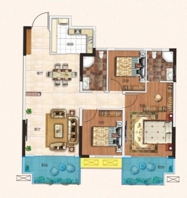 锦绣边城  3室2厅2卫    65.0万户型图