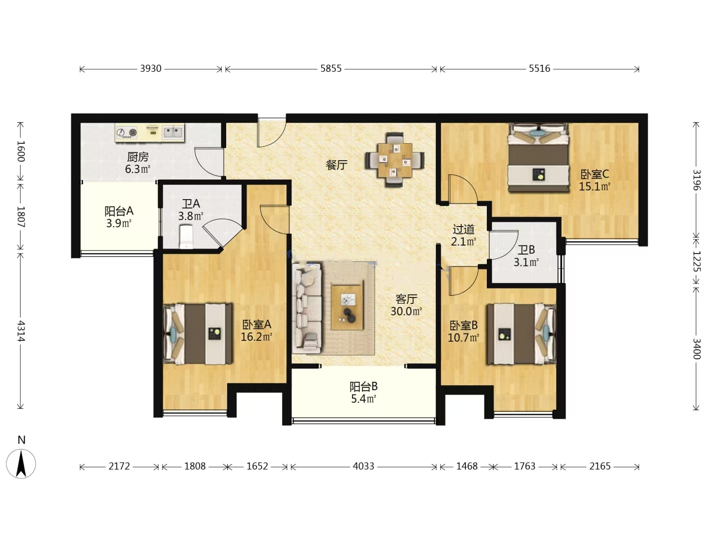 亿都国际城市首府  3室2厅2卫    42.8万室内图