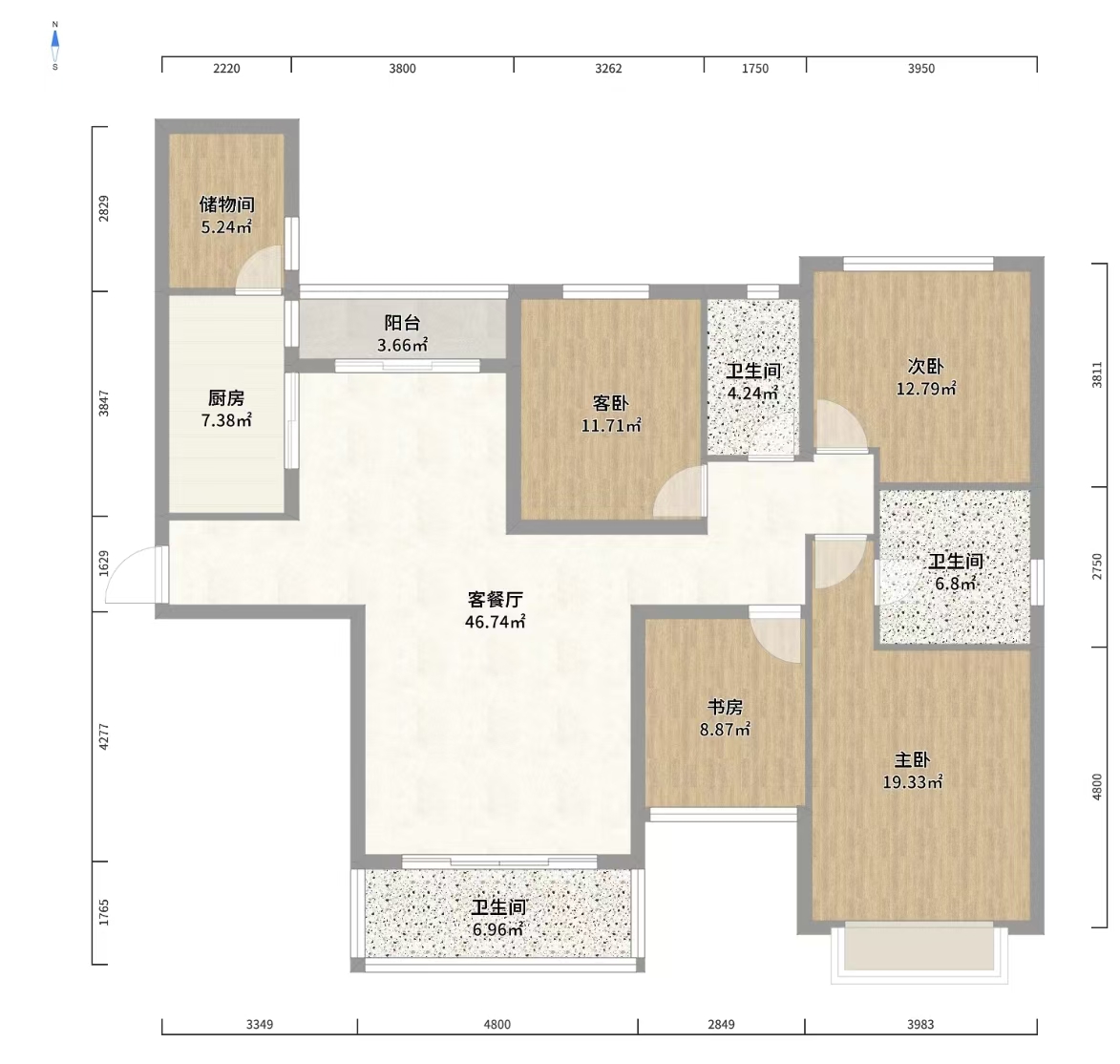 恒大华府  4室2厅2卫    120.0万室内图