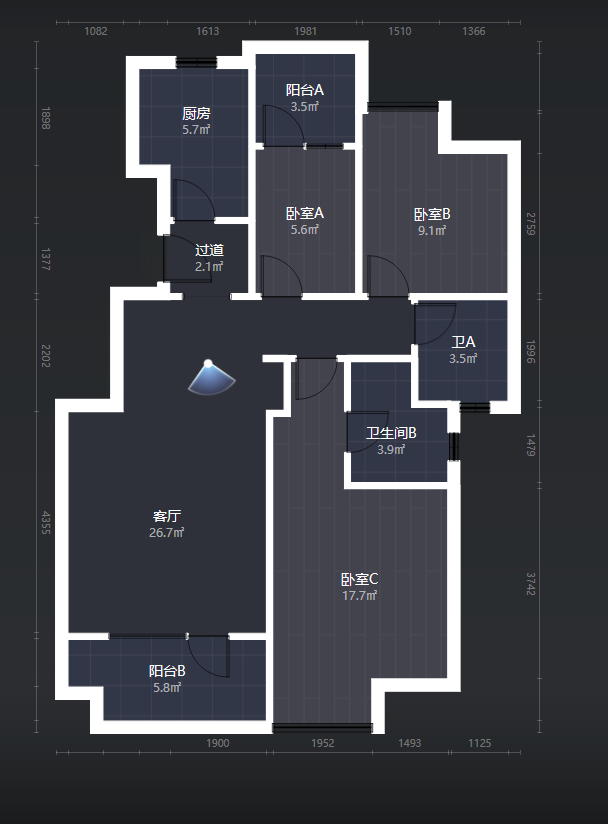 当代国际城  3室1厅2卫    146.0万室内图1