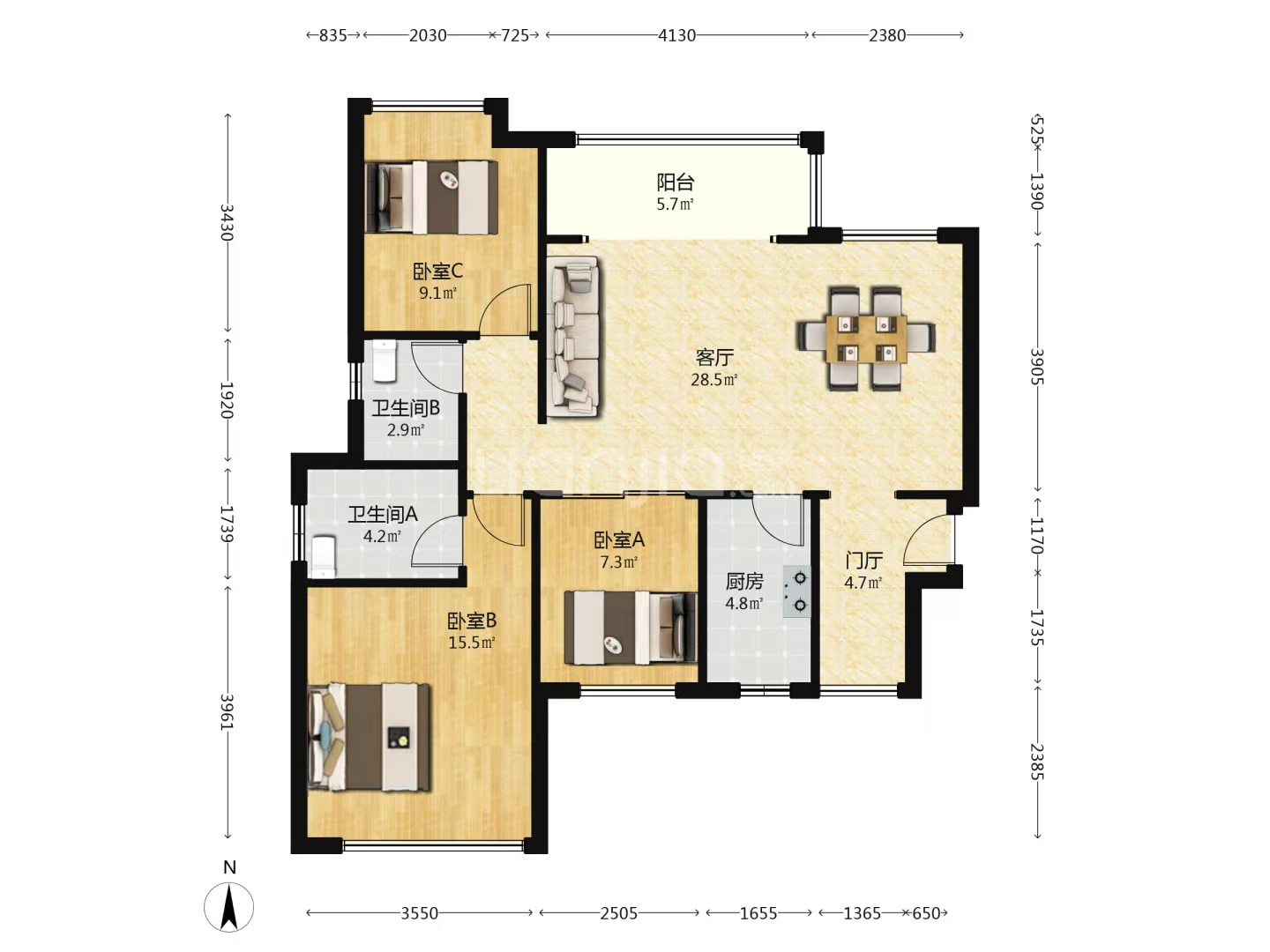 佳兆业金域天下三期 3室2厅2卫 43.8万 佳兆业金域天下三期 3室2厅2卫 43.8万室内图