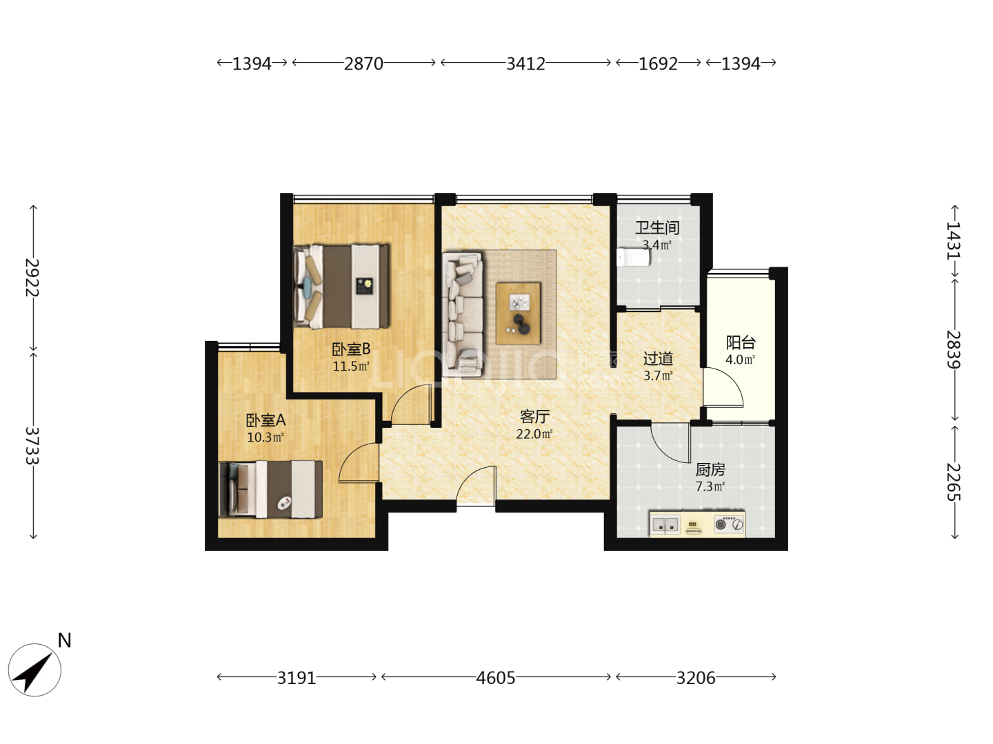 天泰喜梅小区 2室2厅1卫 36.8万 天泰喜梅小区 2室2厅1卫 36.8万室内图