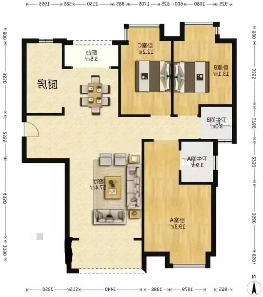 磐龙生态社区 3室2厅2卫 37.8万 磐龙生态社区 3室2厅2卫 37.8万室内图