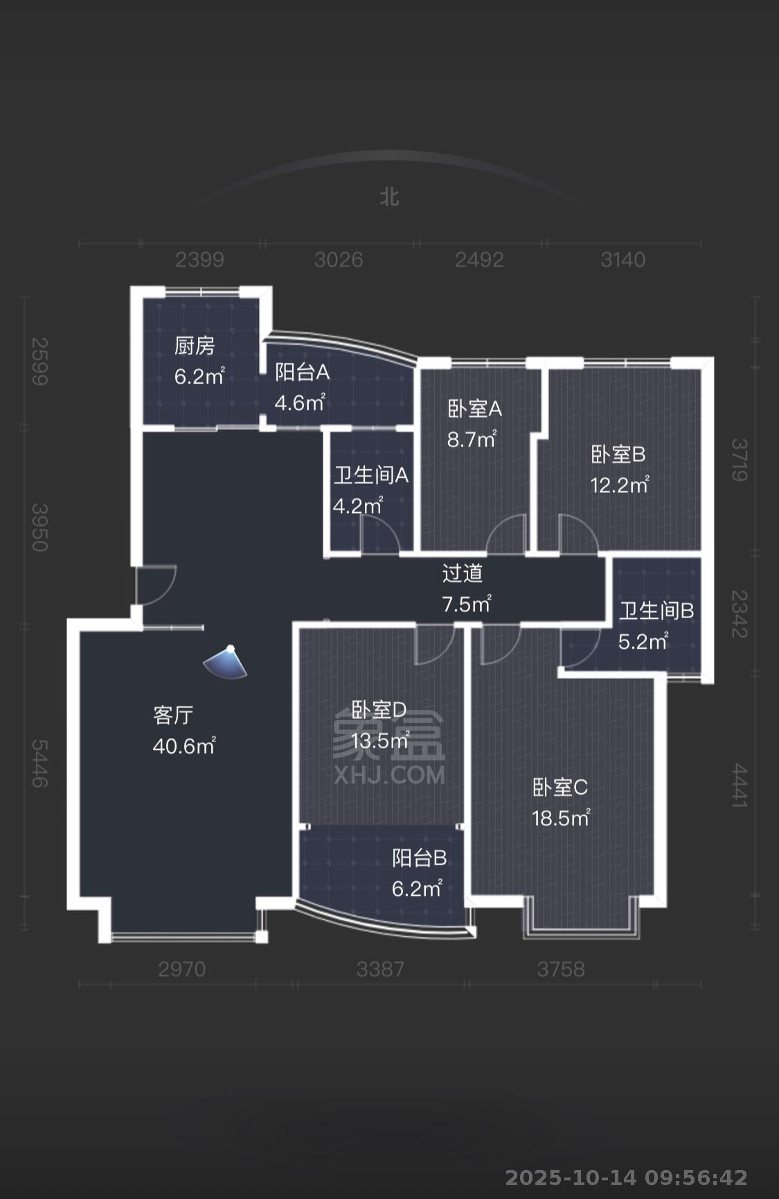 珠江丽园 3室2厅2卫 1800.0元/月 珠江丽园 3室2厅2卫 1800.0元/月户型图