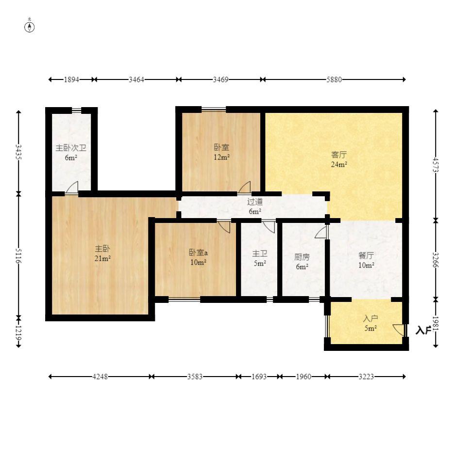 好望谷  4室2厅2卫    1200.0元/月室内图