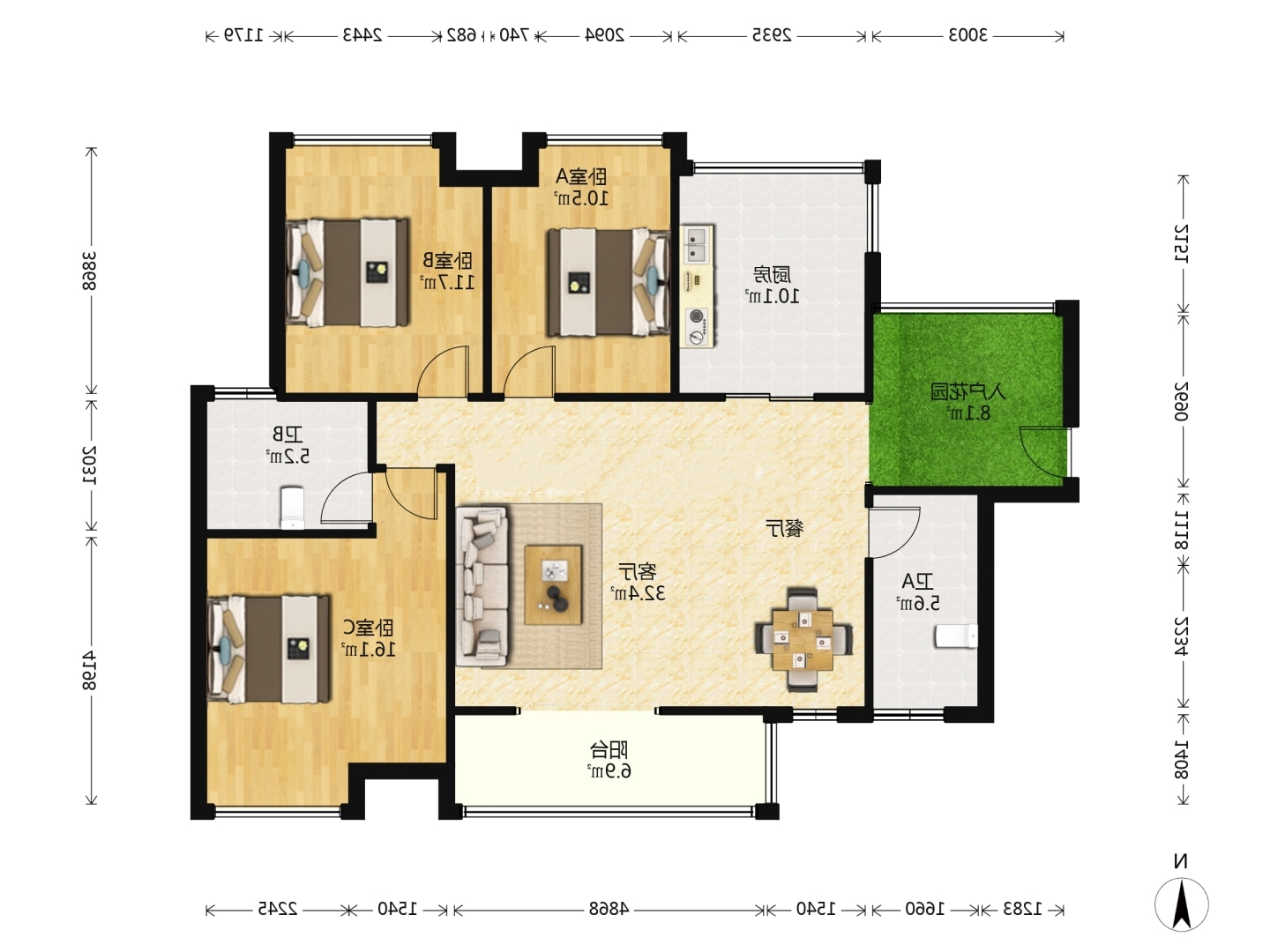 学府港湾 3室2厅2卫 41.8万 学府港湾 3室2厅2卫 41.8万室内图