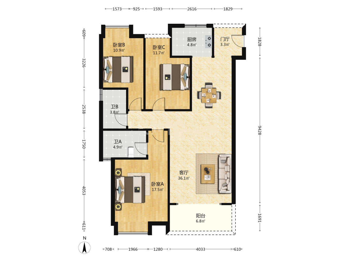学府港湾 3室2厅2卫 36.8万 学府港湾 3室2厅2卫 36.8万室内图