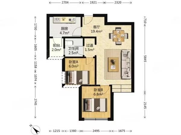 泰山公馆 2室2厅1卫 41.0万 泰山公馆 2室2厅1卫 41.0万室内图