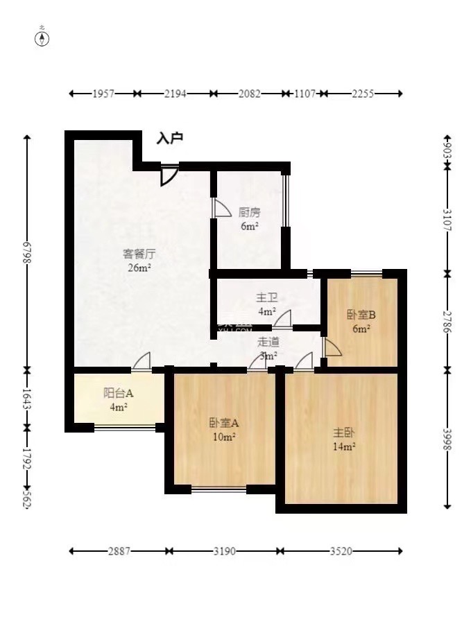 南湖公寓(万顺公寓) 3室2厅1卫 2000.0元/月 南湖公寓(万顺公寓) 3室2厅1卫 2000.0元/月户型图