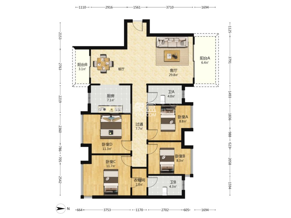 凯风珑城  4室2厅2卫    51.0万