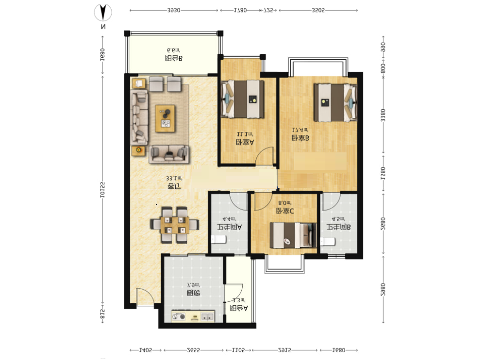株洲恒大悦珑台  3室2厅2卫    92.8万室内图