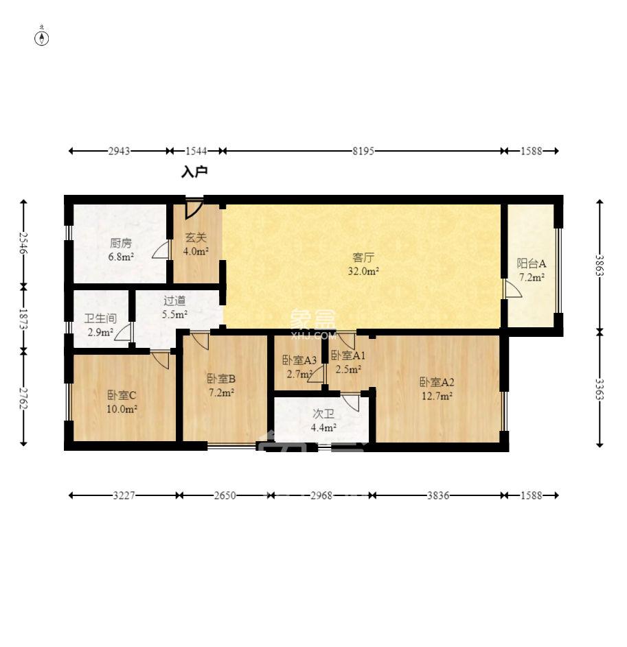 万科魅力之城观澜里  3室2厅2卫    2500.0元/月室内图