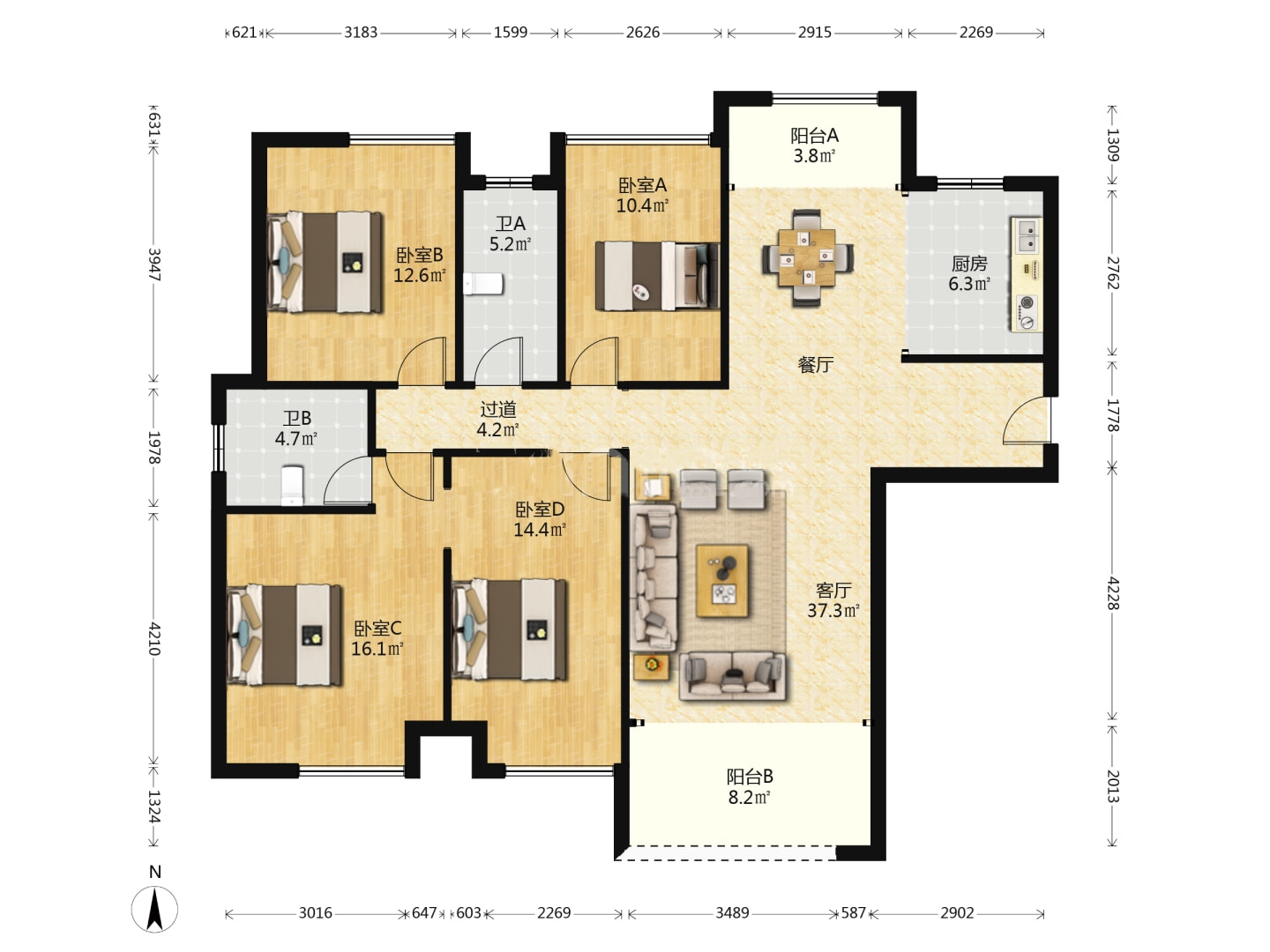 学府时代 4室2厅2卫 45.0万 学府时代 4室2厅2卫 45.0万室内图