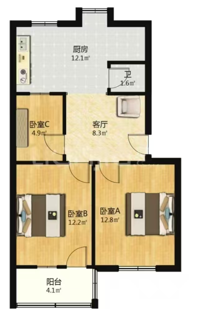 杉木塘一村  3室2厅1卫    22.0万室内图