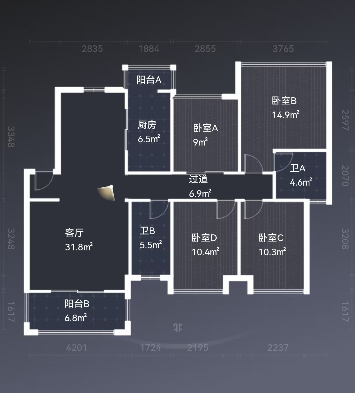 印象华都  4室2厅2卫    56.8万室内图
