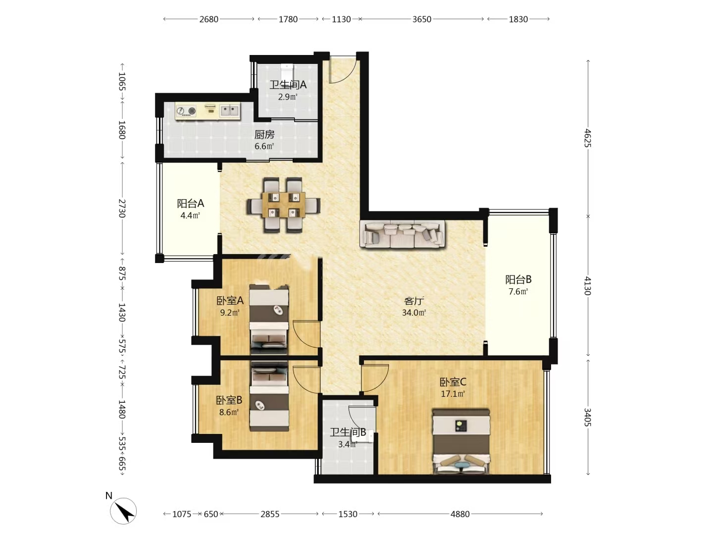 御景龙湾 3室2厅2卫 57.0万 御景龙湾 3室2厅2卫 57.0万室内图