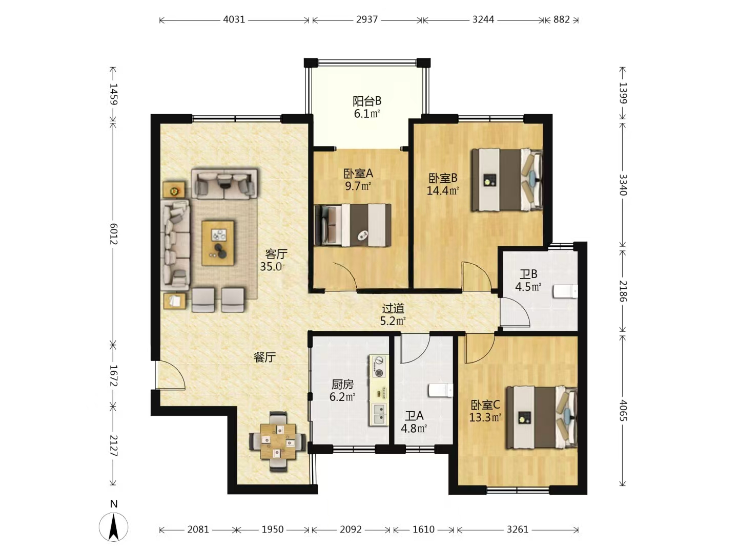 圣华名城建设北路110号 3室2厅2卫 38.8万 圣华名城建设北路110号 3室2厅2卫 38.8万室内图