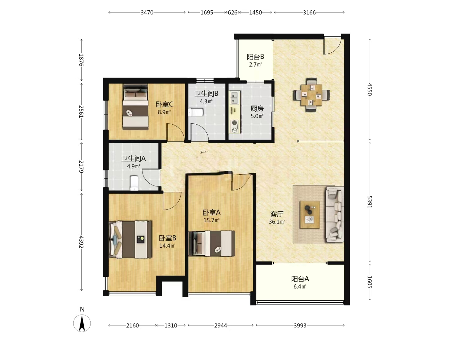 汇通国际 3室2厅2卫 42.8万 汇通国际 3室2厅2卫 42.8万室内图