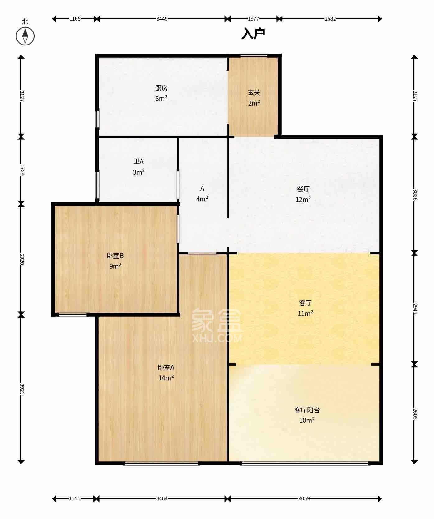 谷山乐园二期  2室2厅1卫    1750.0元/月室内图