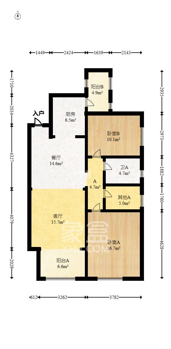 长房半岛蓝湾（观山月）  3室2厅1卫    2000.0元/月室内图1