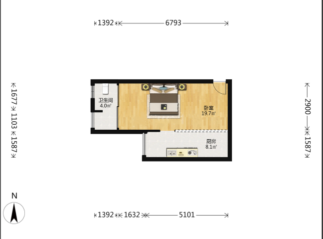 中建御山和苑  1室1厅1卫    22.0万室内图