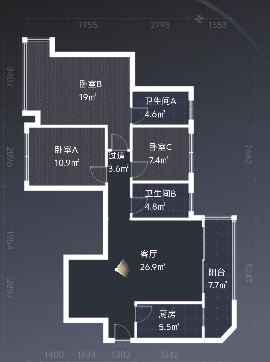 株洲恒大名都  3室2厅2卫    55.0万室内图