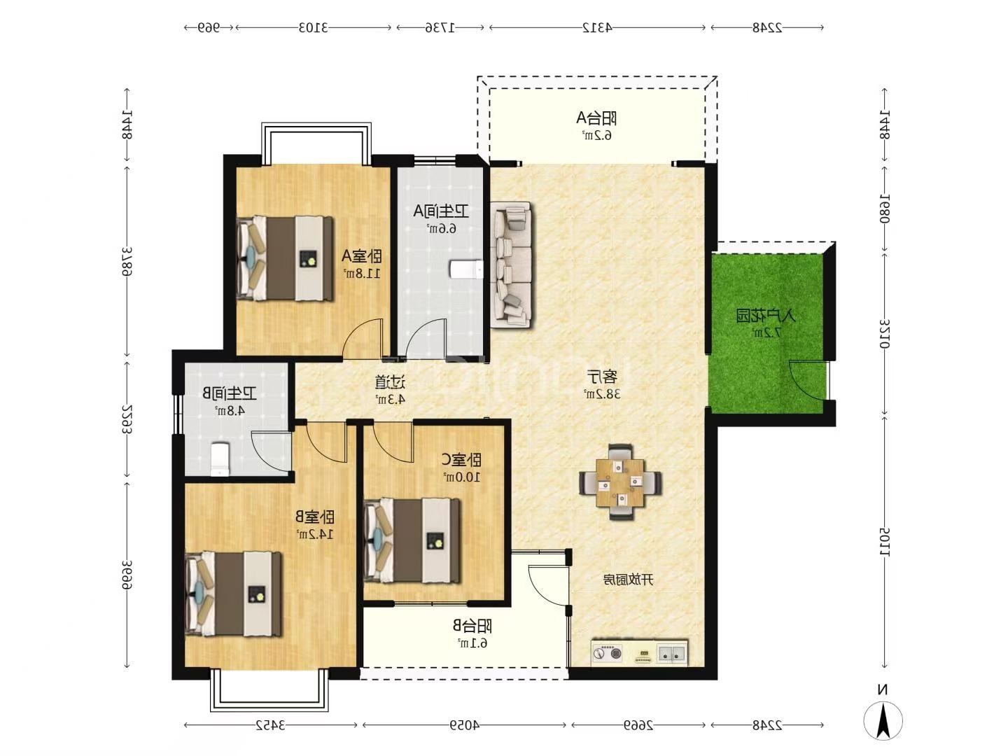 香草园二期春晓  3室2厅2卫    69.8万 香草园二期春晓  3室2厅2卫    69.8万室内图