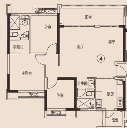 株洲恒大悦珑台  3室2厅2卫    96.5万室内图