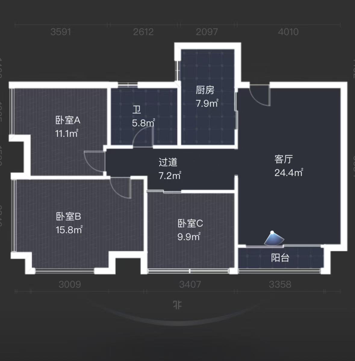 大汉希尔顿  3室2厅1卫    86.0万室内图