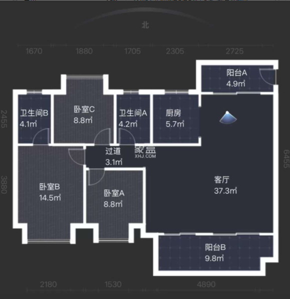 中海学府里  4室2厅2卫    89.5万室内图1