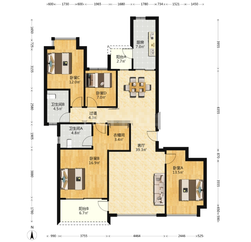 株洲恒大悦珑台  3室2厅2卫    110.0万室内图