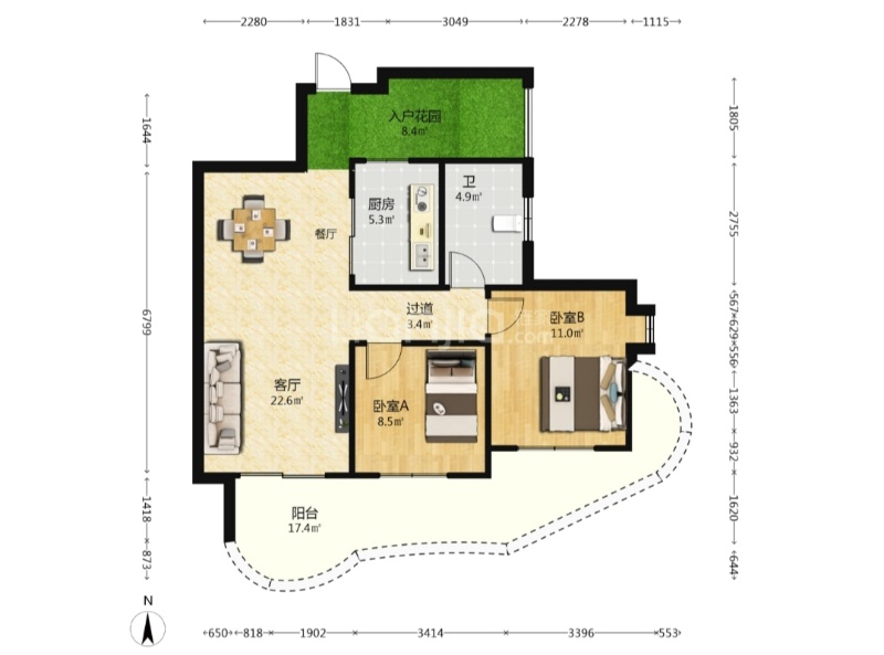 绿地海长流一期  3室2厅1卫    118.0万 绿地海长流一期  3室2厅1卫    118.0万户型图