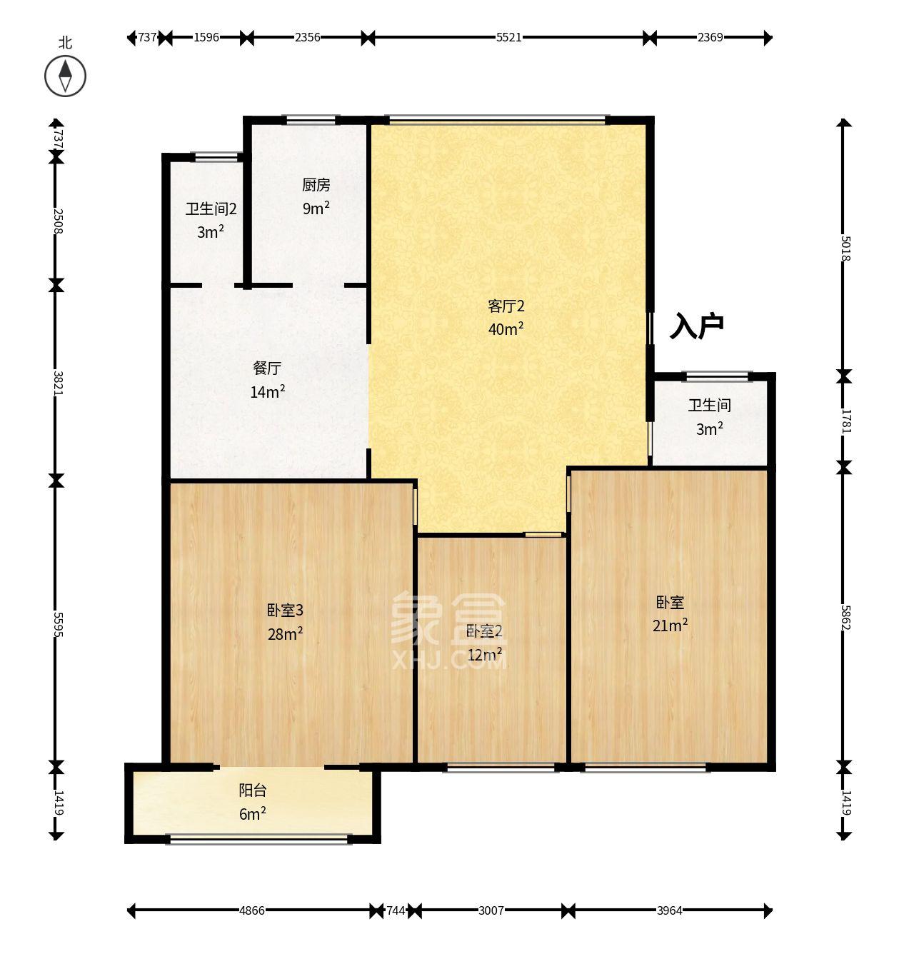榔梨综合市场  3室2厅2卫    2000.0元/月室内图