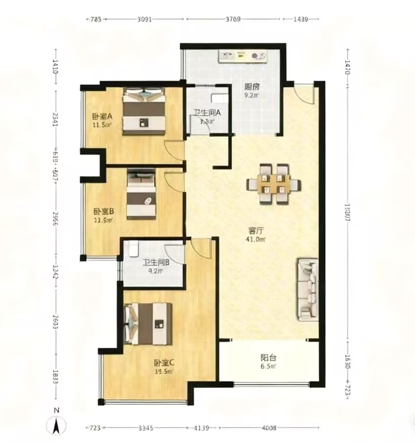 华晨神农湾  3室2厅2卫    100.0万 华晨神农湾  3室2厅2卫    100.0万室内图